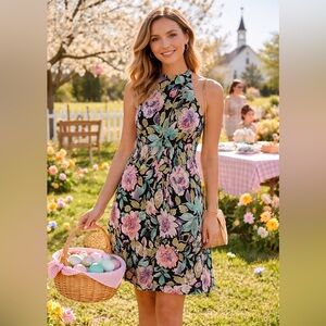 Evan Picone Floral Halter Dress – Bold & Beautiful Size 10 (687)